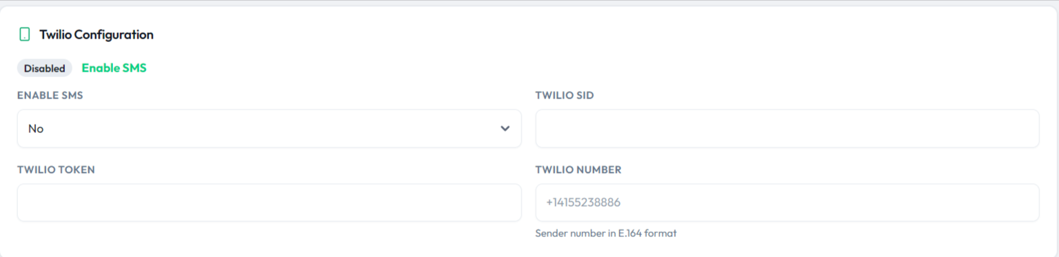 CargoPRO admin β SMS Settings with Twilio configuration