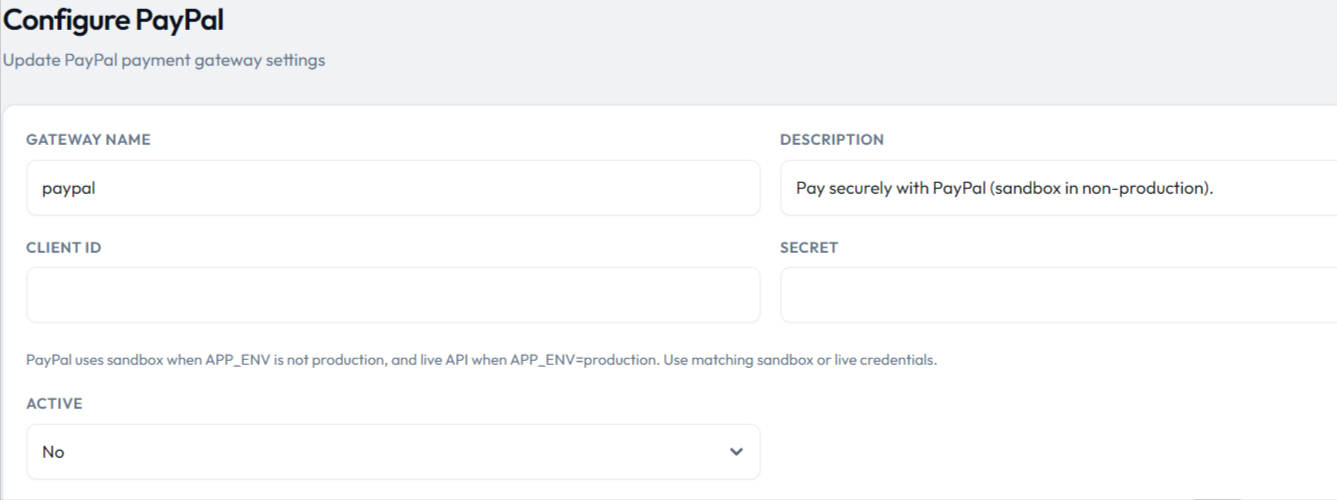 CargoPRO admin β Configure PayPal form
