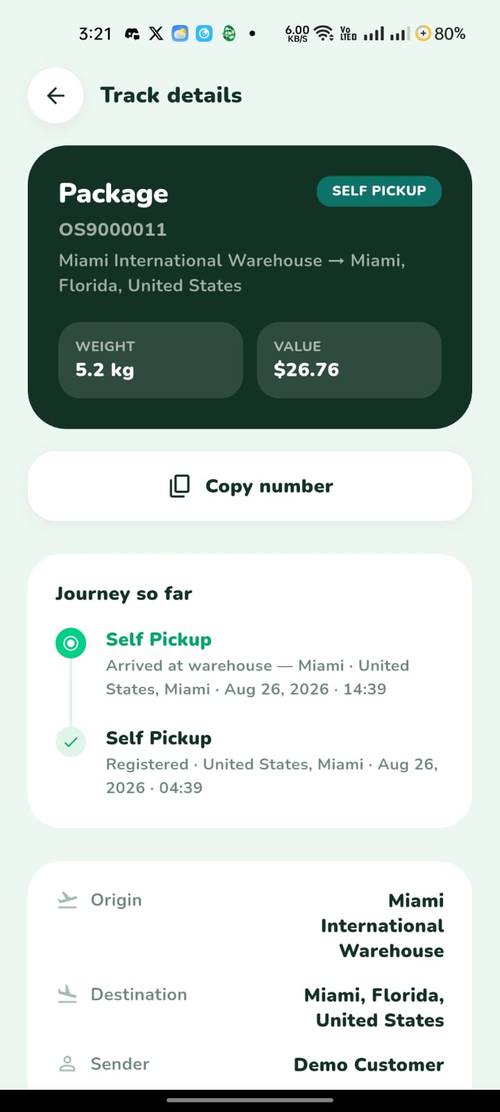User app β track details with journey timeline